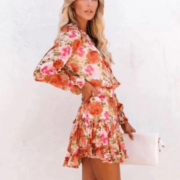 Vici Dresses & Skirts - Boho Spring Floral Mini Dress – Long Sleeve, Flowy & Chic” Cottagecore